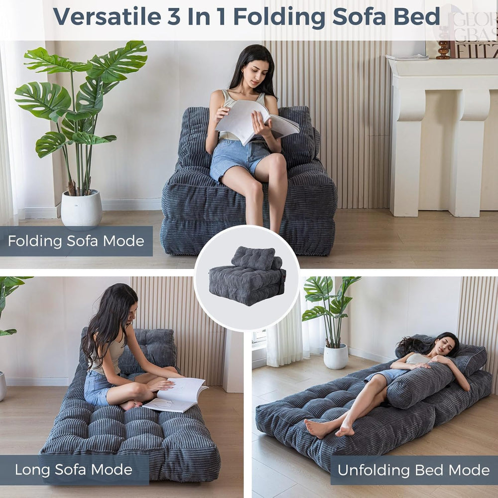 MAXYOYO Folding Sofa Bed, Convertible Chair with Pillow Foldable Couch with B...