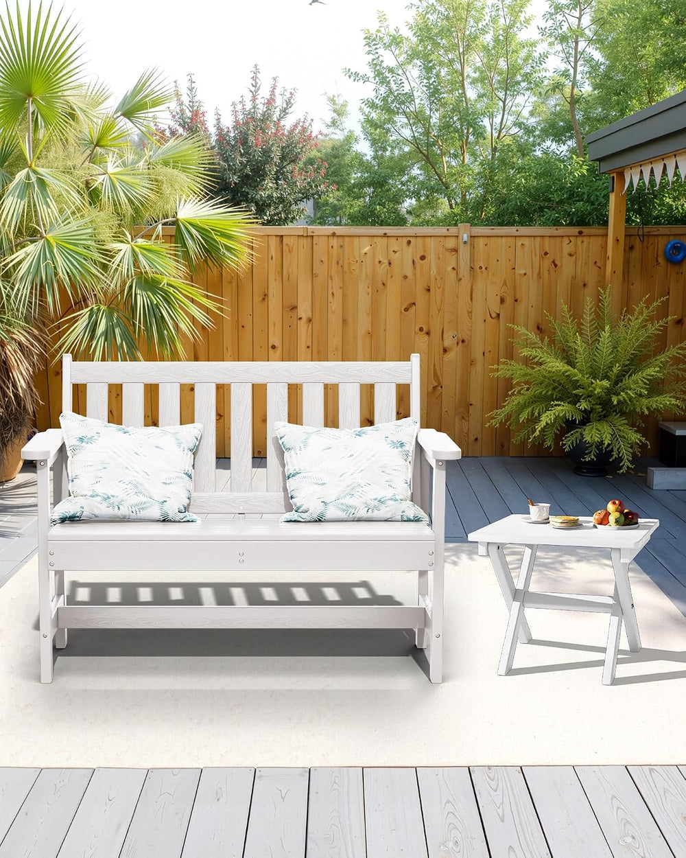 SERWALL Portable Folding Adirondack Table, HDPE Weather-Resistant, White