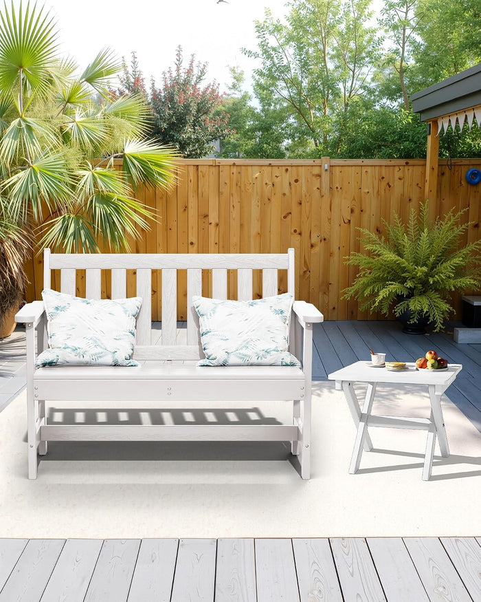 SERWALL Portable Folding Adirondack Table, HDPE Weather-Resistant, White