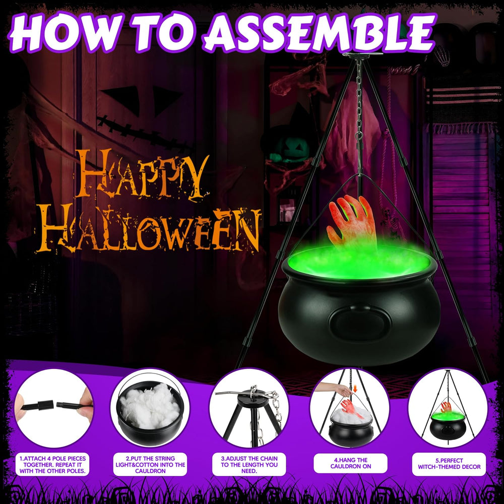 Halloween Decorations Outdoor, 12.6โ Large Witches Cauldron Kettle on Tripod ...