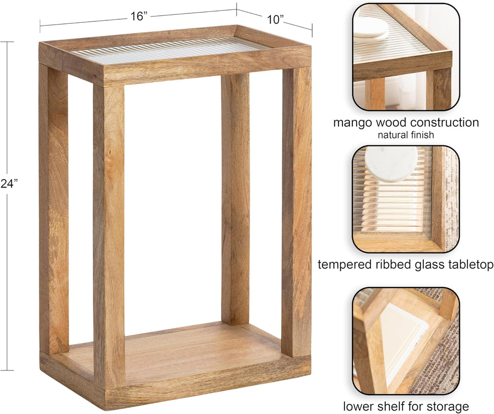 Kate and Laurel Keating Modern Rectangle Mango Wood End Table, 16 x 10 x 24, ...