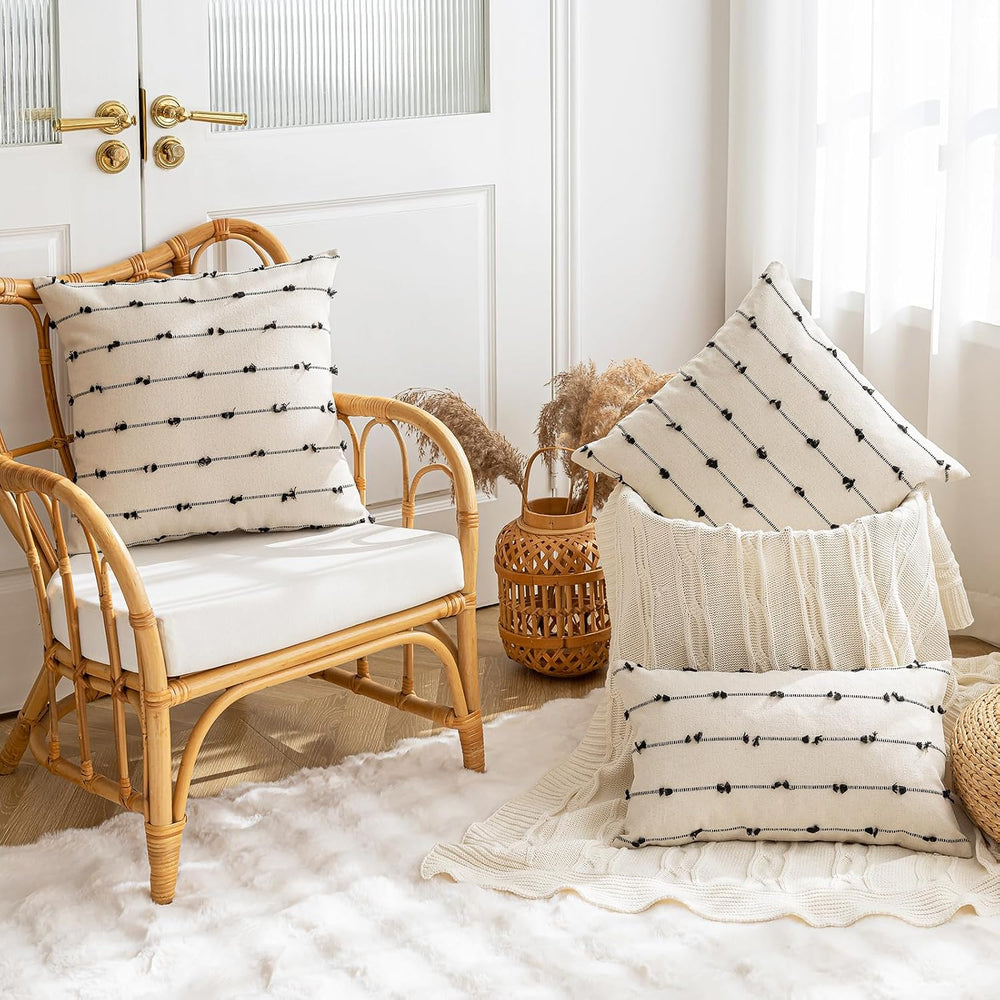 YEENAASY Boho Throw Pillow Covers 24x24 Set of 2 Farmhouse Pillow Cases
