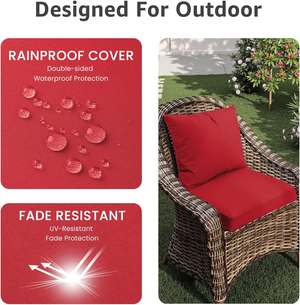 PatioGlow Outdoor Chair Cushions 19 x 19 x 3 Inch, Waterproof & Fade Resi...