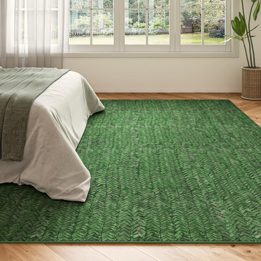 Eleisa 5x7 Area Rug, 5x7 Rectangular Farmhouse Home Decor Carpet, Green