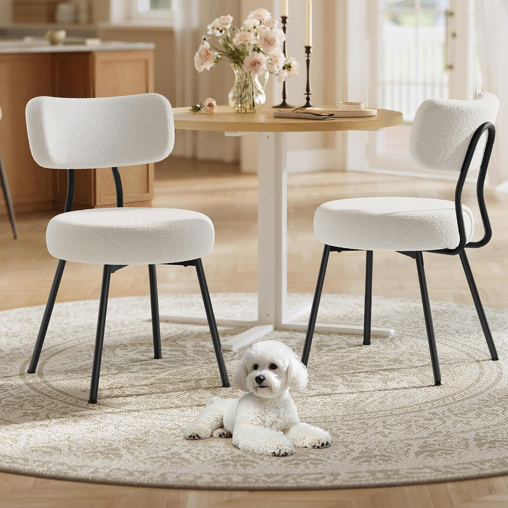 VASAGLE Boucle Dining Chairs Set of 2, Upholstered Kitchen Dining Room Chairs...