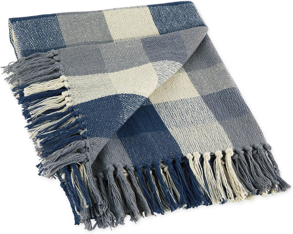 DII Buffalo Check Collection Rustic Farmhouse Throw Blanket with Tassels, 50x...