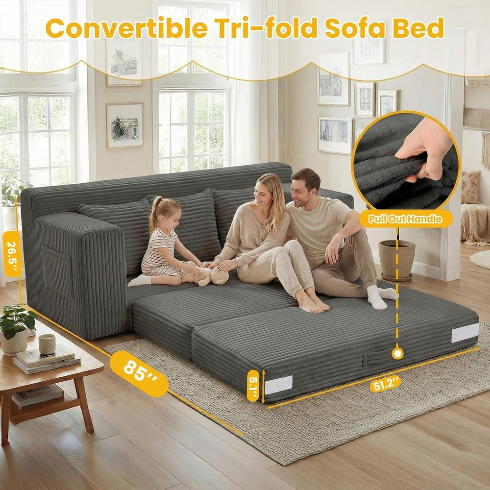 Boneless Couch,3 Seater Boneless Couch Bed – 3-in-1 Convertible Sleeper Sofa ...