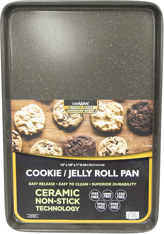 casaWare 3pc Ultimate Commercial Weight Cookie Sheet Set, Two 15 x 10-Inch Pans