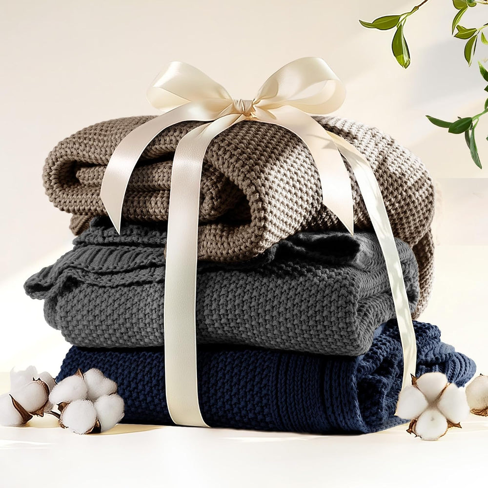 100% Cotton Cable Knit Throw Blanket, Lightweight Soft Knit Blanket for Sofa ...