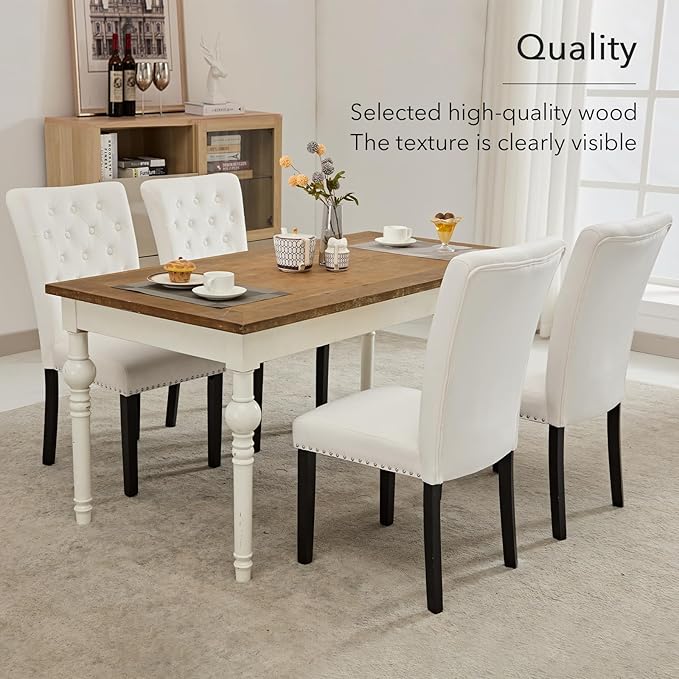 Velvet Dining Kitchen Chair Set of 2, Parsons Upholstered Dining Room Chair, ...