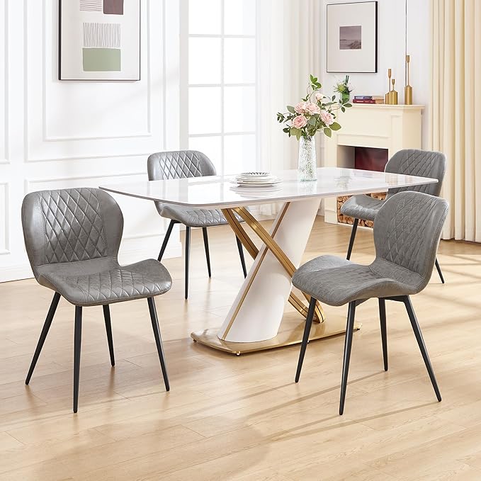 Dining Chairs Set of 4, Comfy Modern Dining Chairs with Thick Cushions, Uphol...