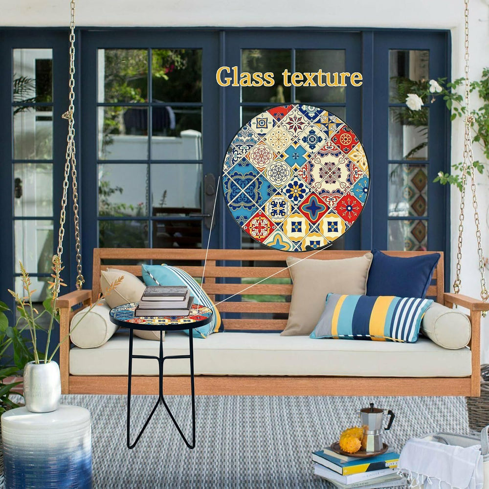 Mosaic Round Sode Tea Table, Outside Unique Furniture, Small End Outdoor Side...