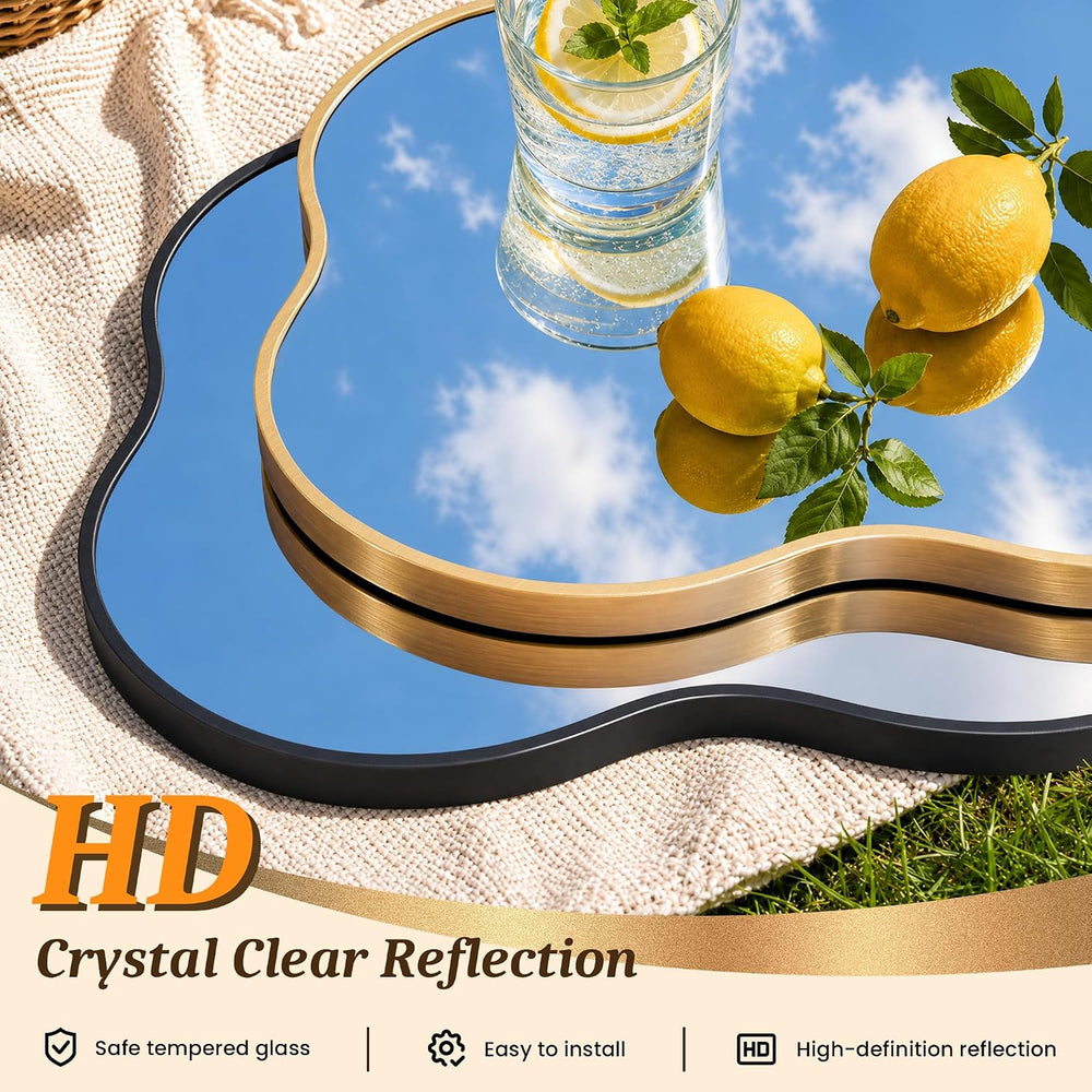 EOGOW Irregular Wall Mirror, 36"x22" Asymmetrical Mirror with Alumi...