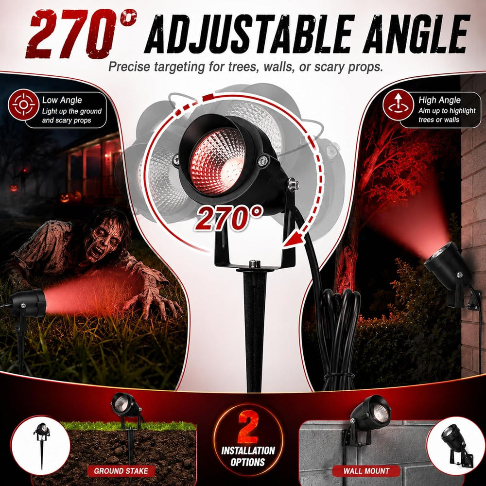 Rossesay 4 Pcs Halloween Red Spotlight Outdoor Plug in