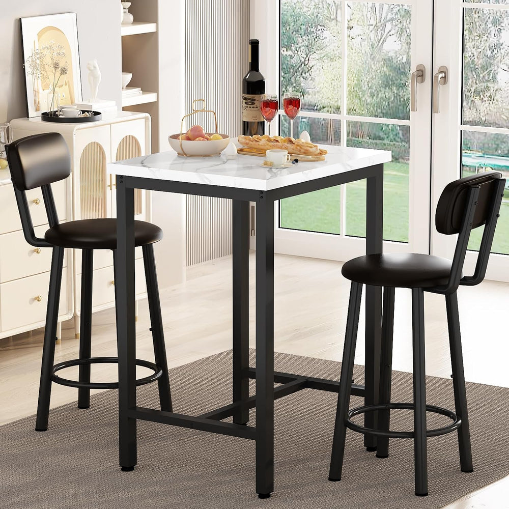 DKLGG Dining Table Set for 2, 24" Square Kitchen Table and Chairs Set wi...