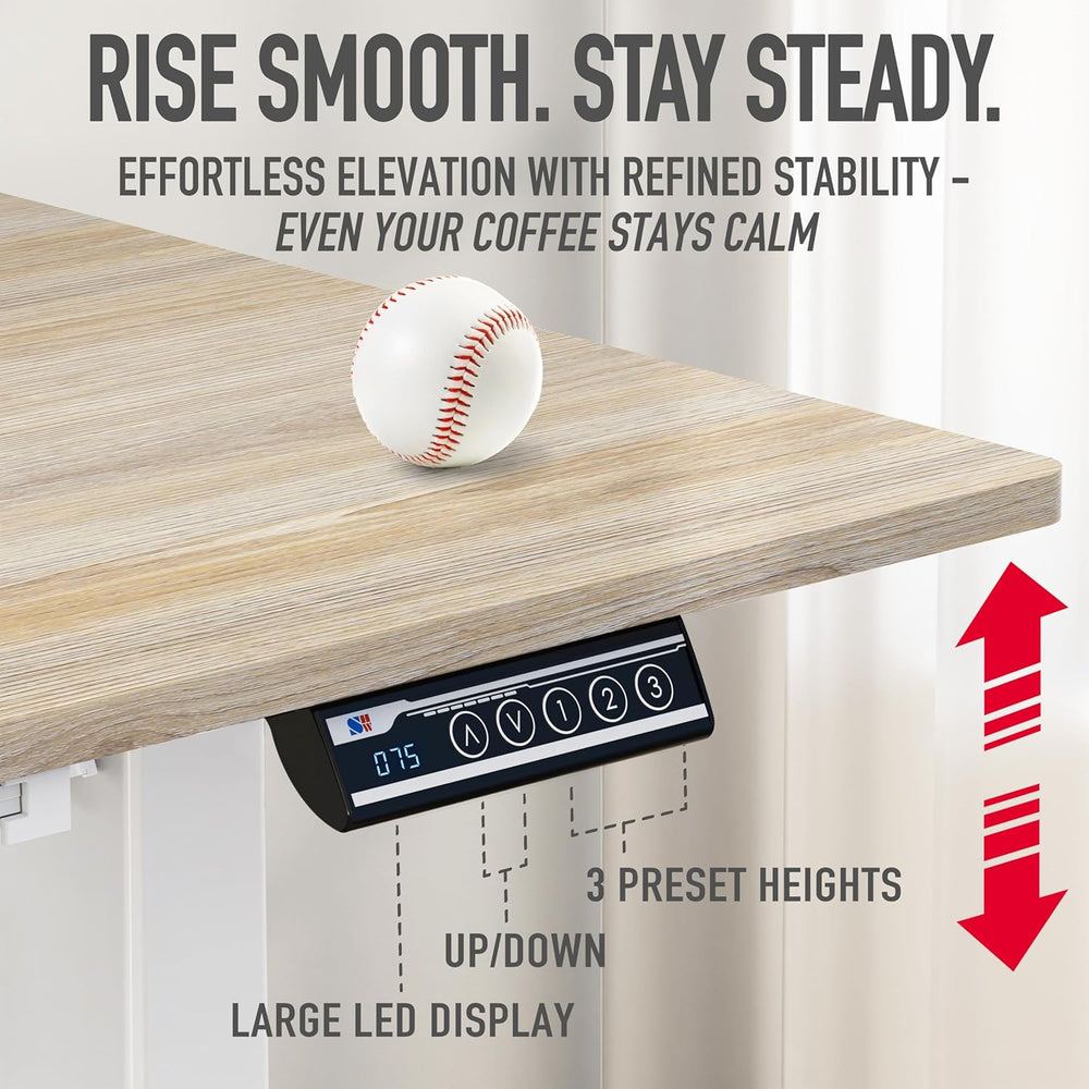 SHW 55 x 28 Inches Electric Height Adjustable Standing Desk with Drawer and M...