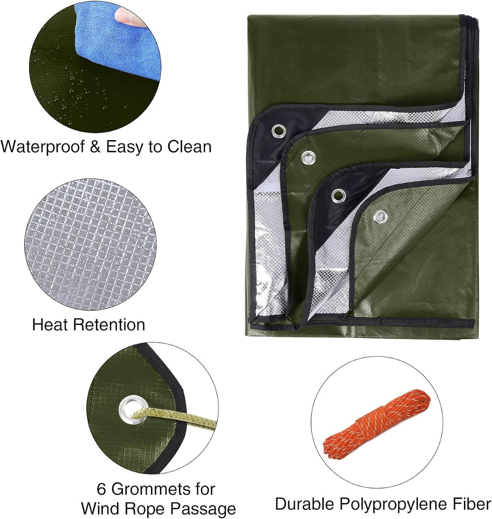 RedSwing 2 Pack Heavy Duty Waterproof Emergency Thermal Tarp, Insulated Survi...