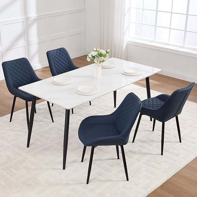 Dining Chair Set of 4, Modern Dining Chairs with Thick Cushions, Faux Leather...