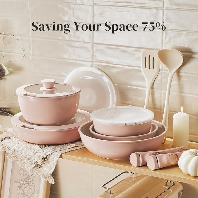 Redchef 16pcs Ceramic Pots and Pans Set Non Stick, Nonstick Kitchen Cookware Set