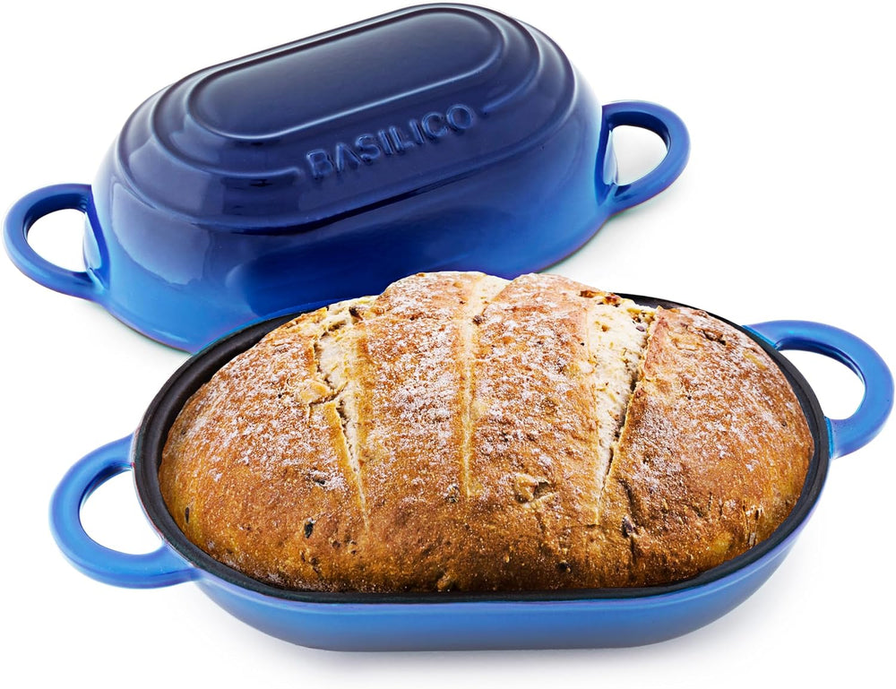 Enameled Cast Iron Bread Oven 2 Qt, Non-Stick Single Loaf Cast Iron Bread Pan
