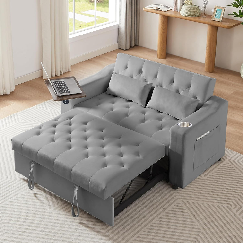 hansones 3-in-1 Convertible Sleeper Sofa Bed, Pullout Couch with 360° Swivel ...