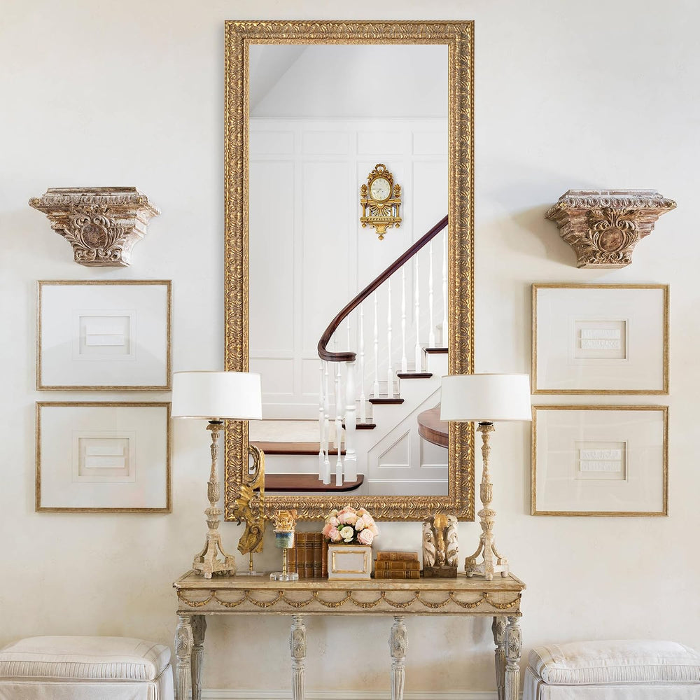 61"x31" Large Living Room Mirror for Decor, Gold Wall Mirror with C...