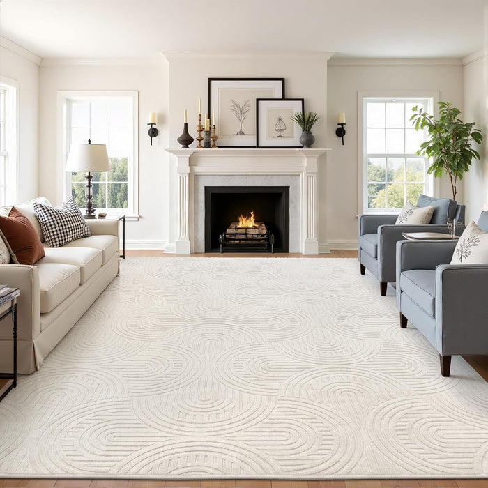 Pauwer Area Rugs for Living Room 8x10, Non Slip Washable Modern Rug, Beige