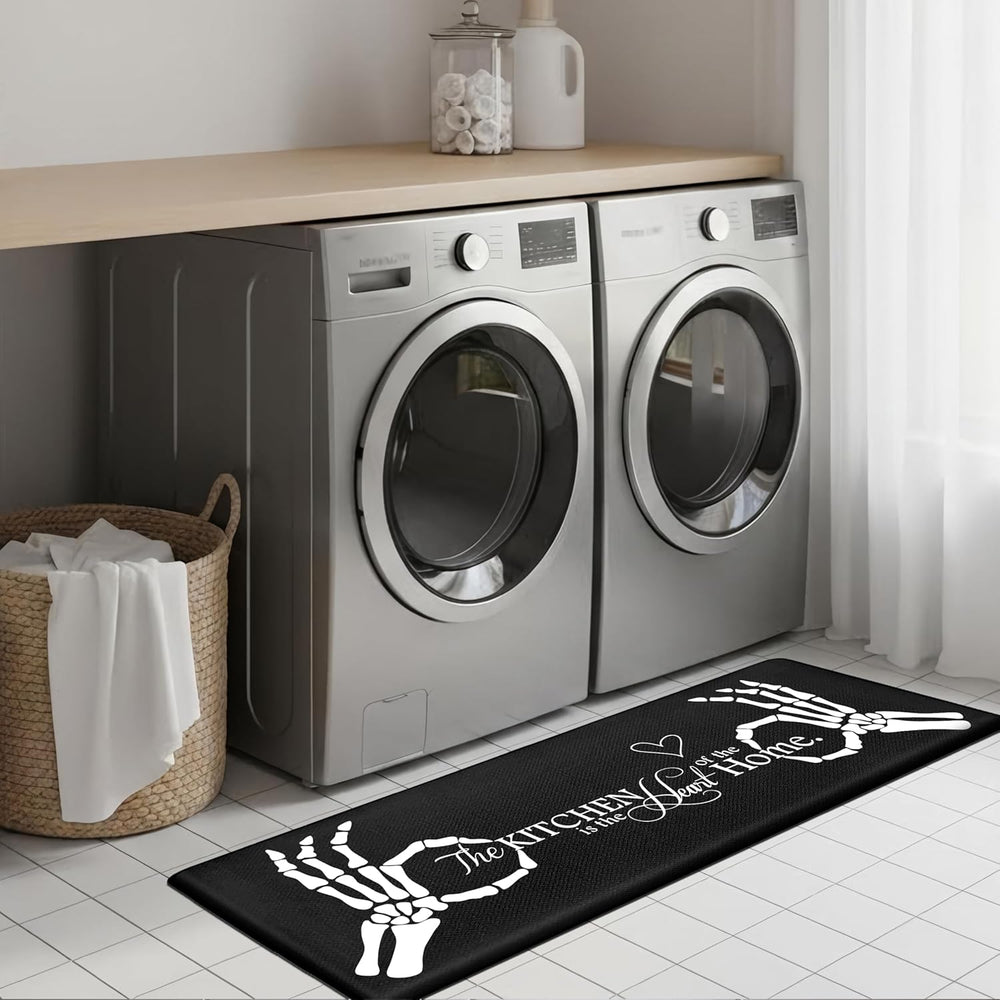 Skull Kitchen Rug Mat for Floor Black 2 PCS Memory Foam Padded Kitchen Mat | ...