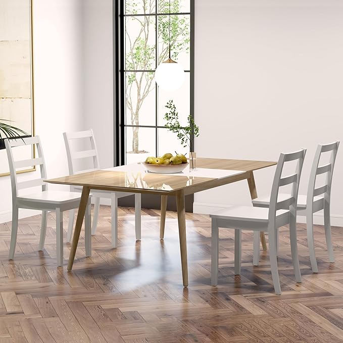 NAFORT Solid Wood Dining Chairs Set of 4, High Ladder Back Kitchen Side Chair...