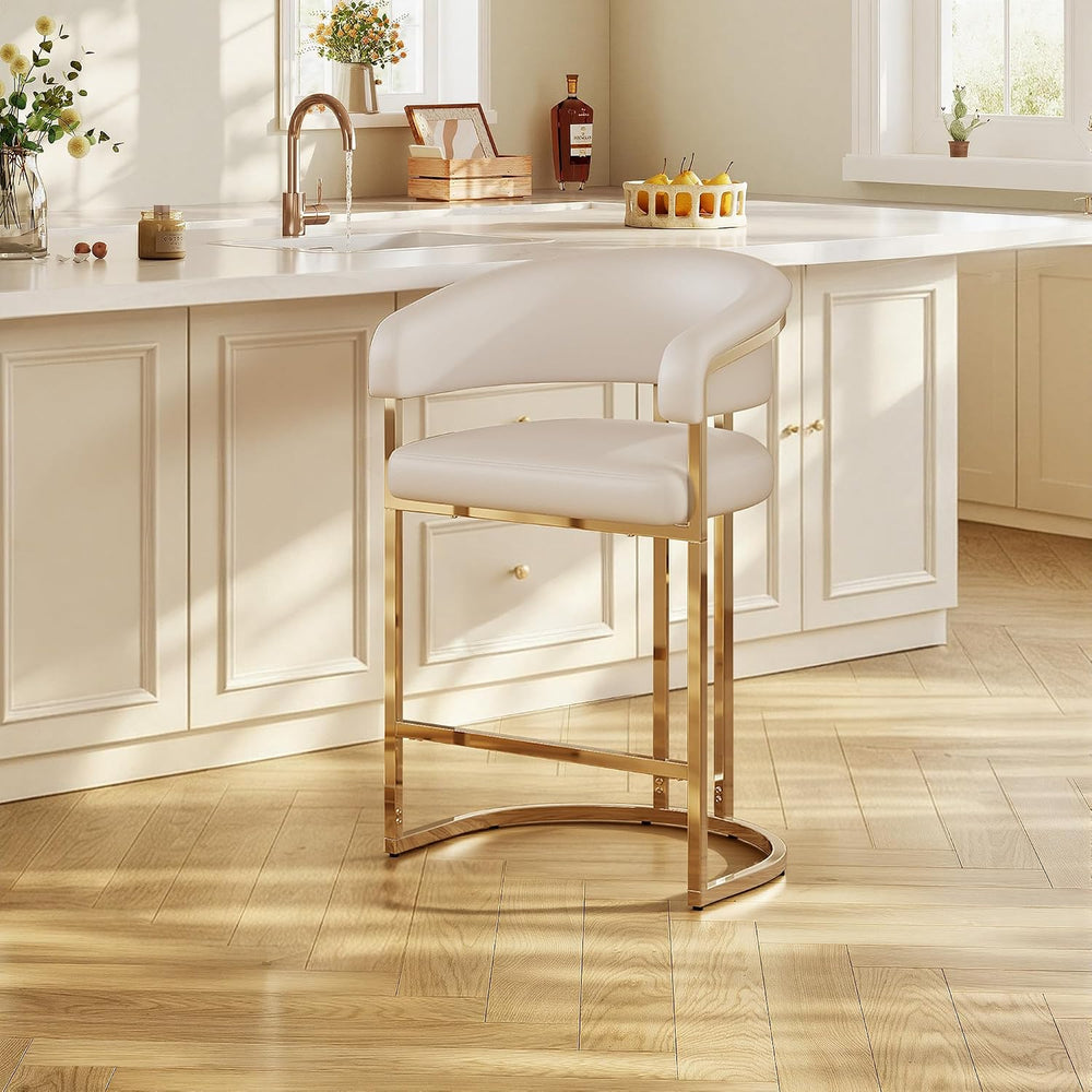 26" H Modern Counter Height Bar Stools,Accent Barstools with Arms,PU Lea...