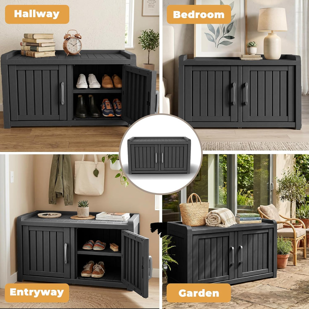 ROJIK Shoe Cabinet Waterproof UV-Resistant,Storage Bench Indoor Outdoor with ...