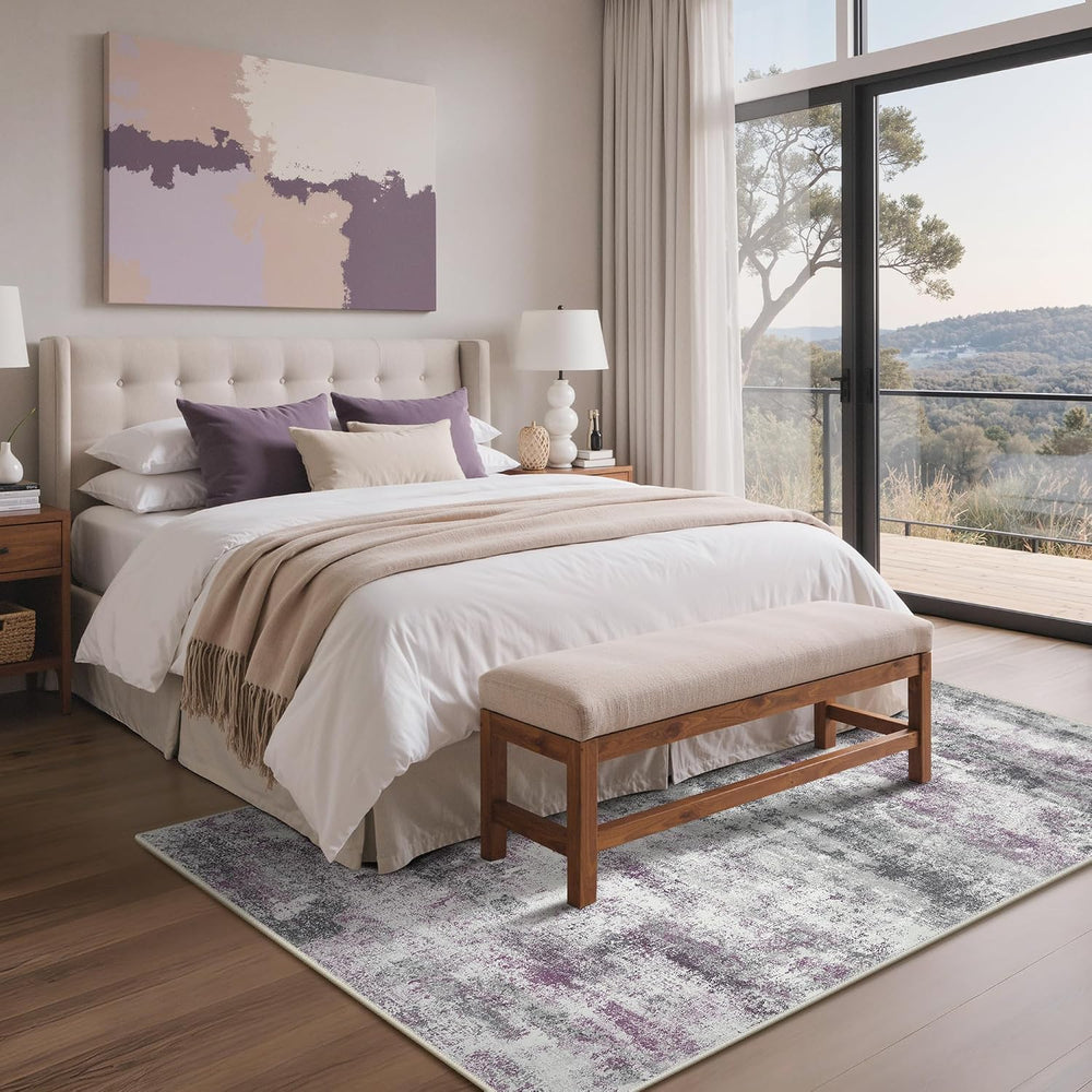 BEIMO 5x7 Area Rugs for Bedroom, Purple Grey Washable Abstract Non Slip Rug