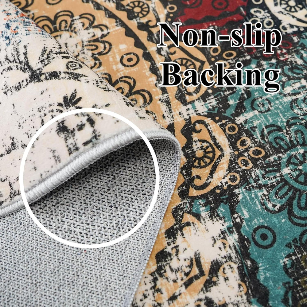 Living Room Area Rug 12x15:Abstract Large Washable Thin Non-Slip Easy Clean