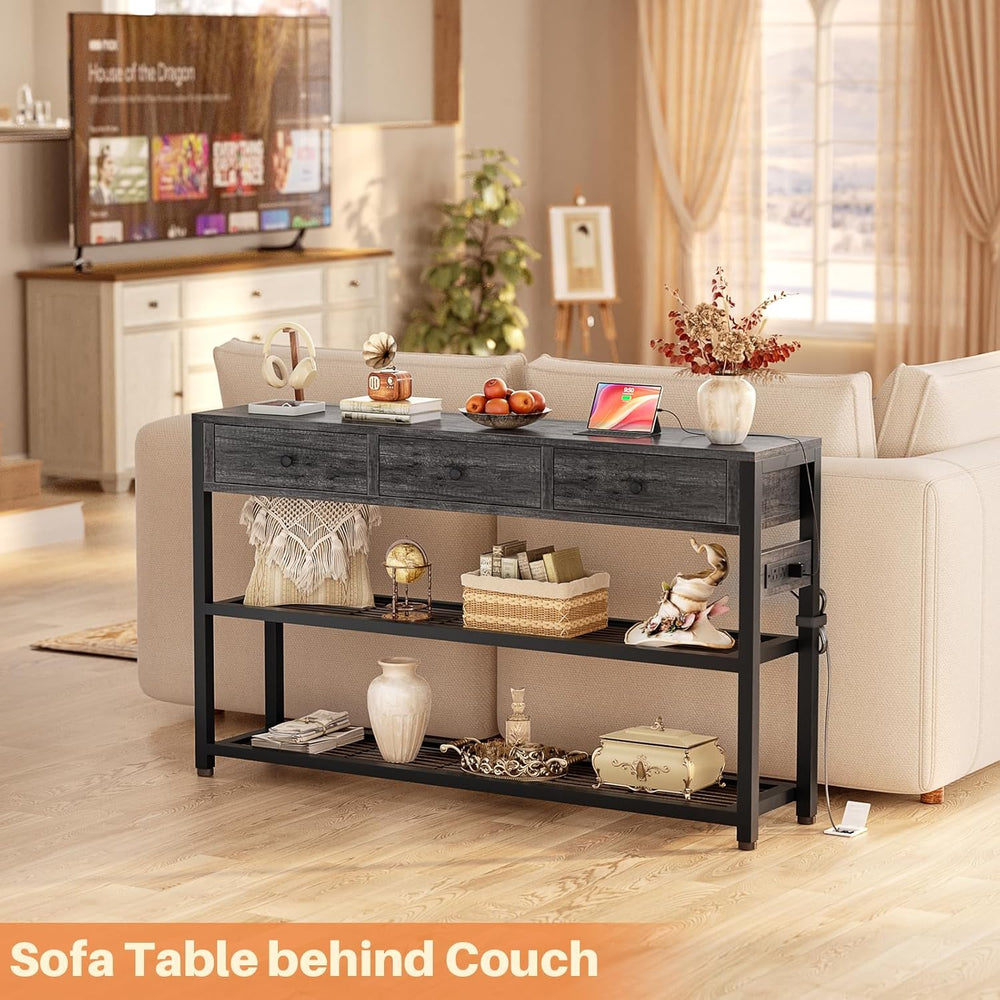 Ecoprsio 47'' Entryway Table with Outlets and USB Ports, Console Tabl...