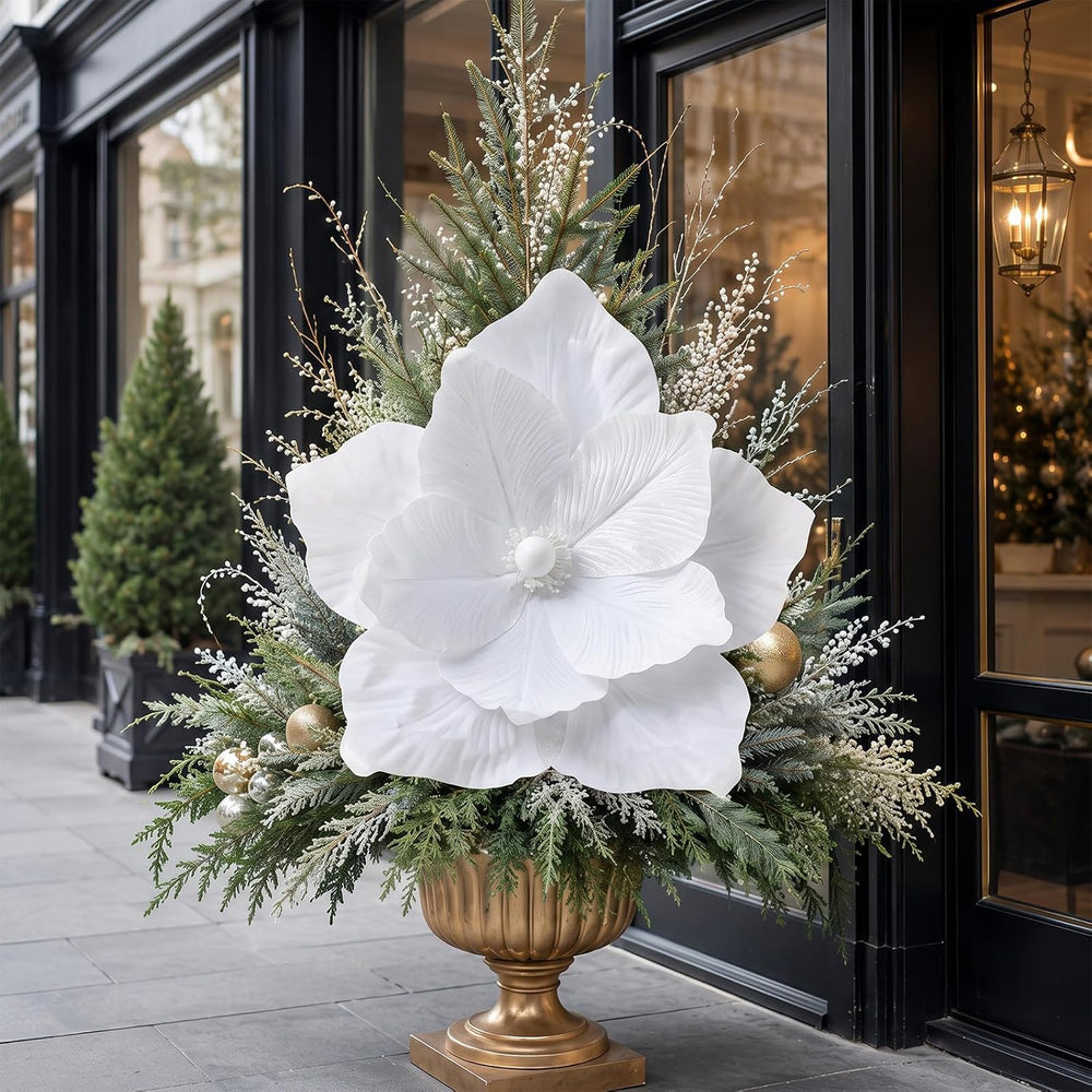 Norme 6 Pcs Large 20'' Christmas White Magnolia Flowers