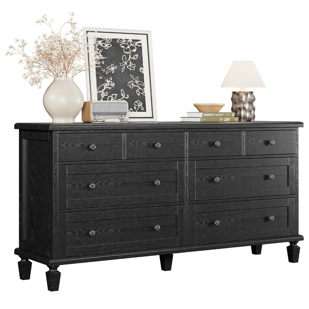 Garvee 8 Drawer Dresser for Bedroom, 59" Vintage Dresser, Black