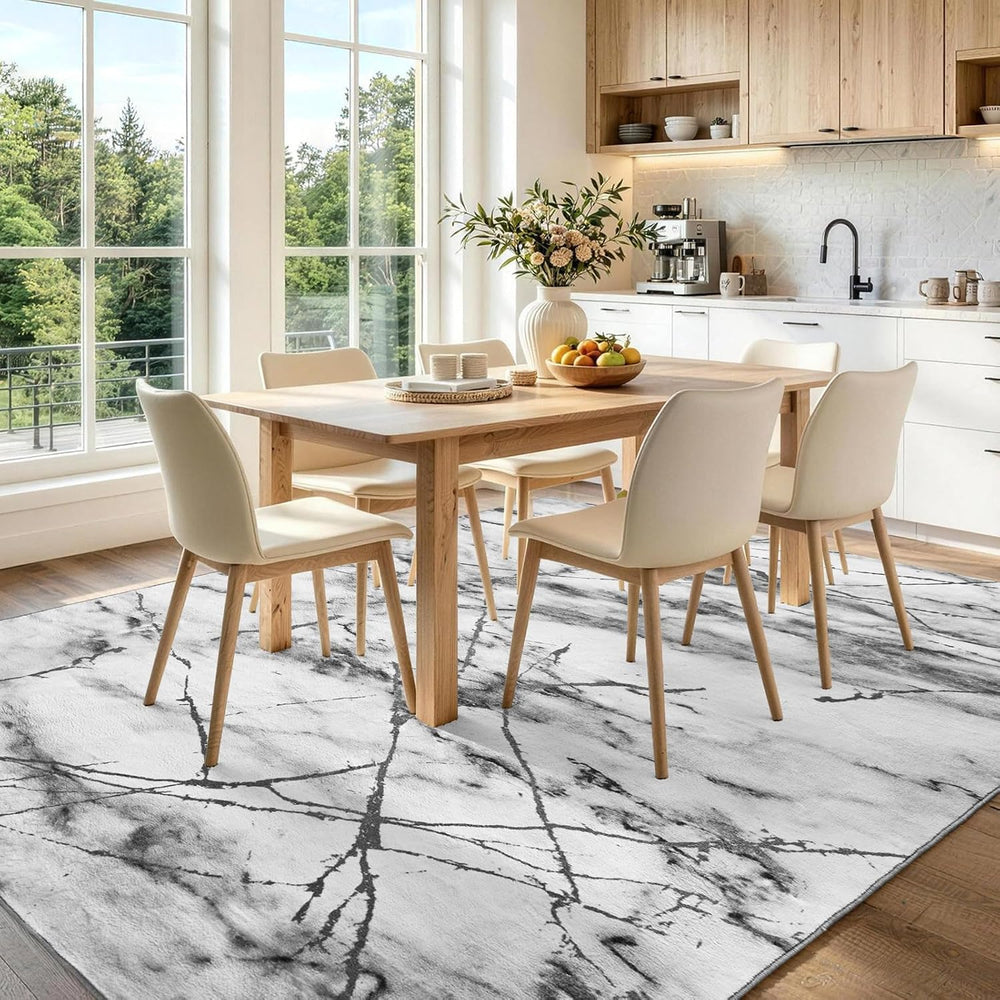 6x9 Washable Non-Slip Area Rug for Living Room (Silver Gray)