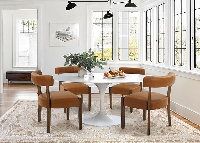 Modern Dining Chairs Set of 8, Faux Leather Upholstered Kitchen & Dining ...