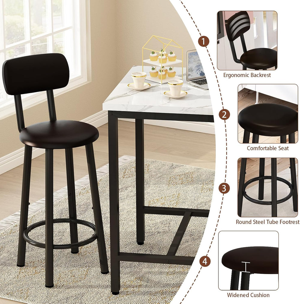 DKLGG Dining Table Set for 2, 24" Square Kitchen Table and Chairs Set wi...