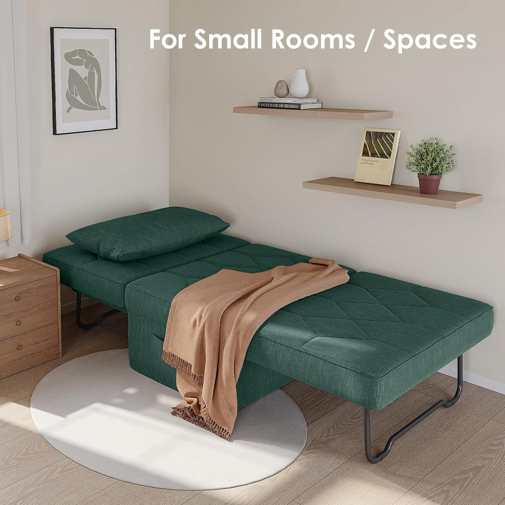 Ottoman Bed Sleeper, 28" Convertible Sleeper Chair Bed, Green