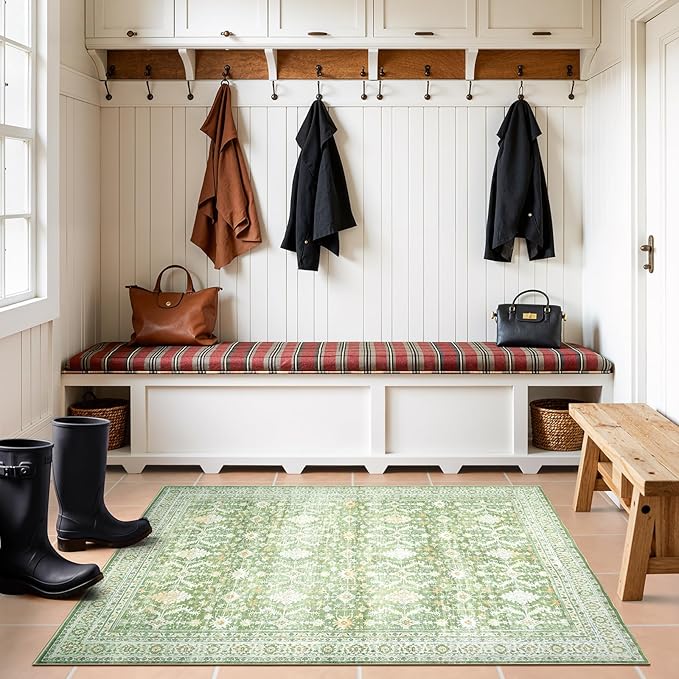 Lofus 3x5 Area Rug for Entryway, Light Green Non Slip Area Rugs for Kitchen