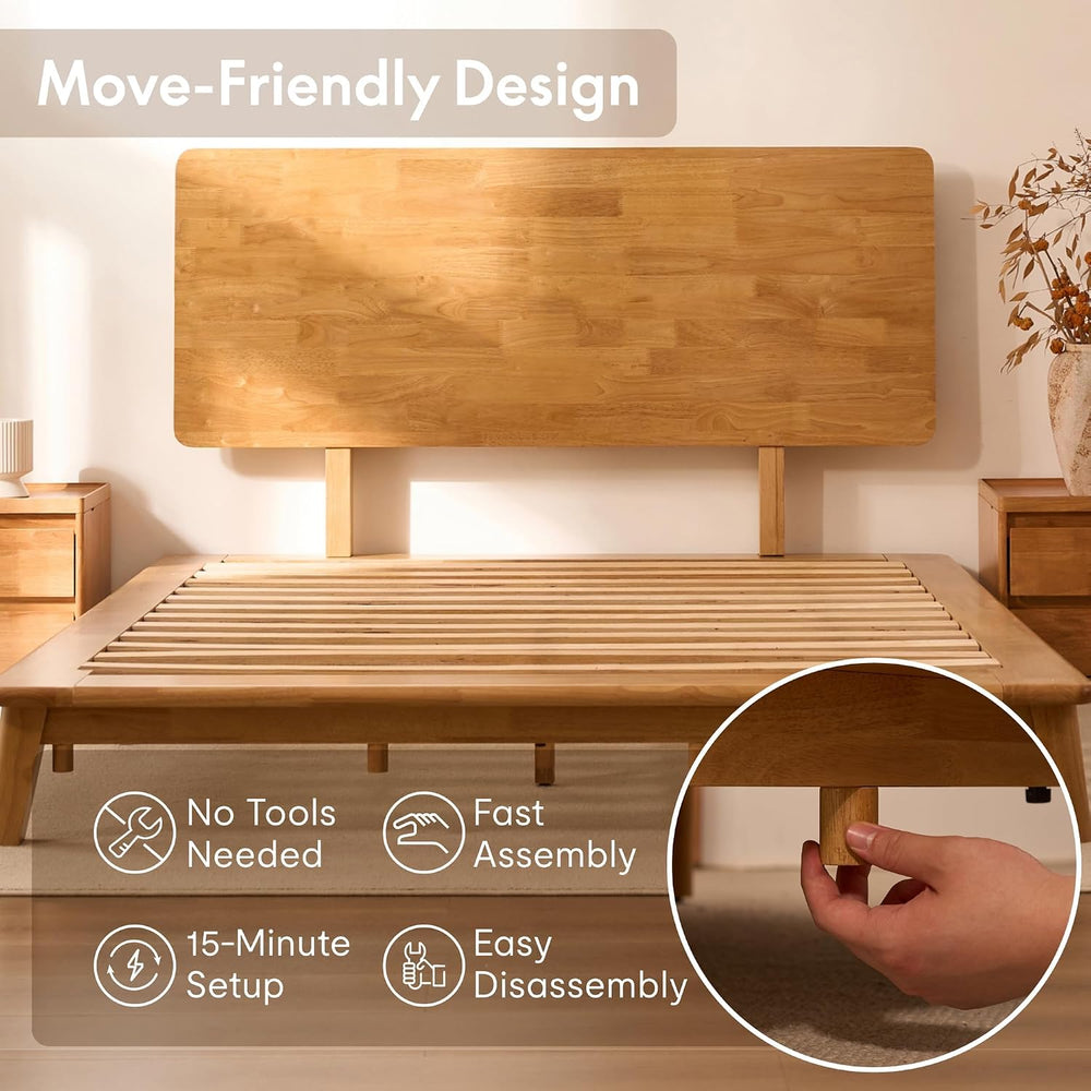 FLEXISPOT Hako G1 Queen Solid Wood Platform Bed with Tool-Free Assembly