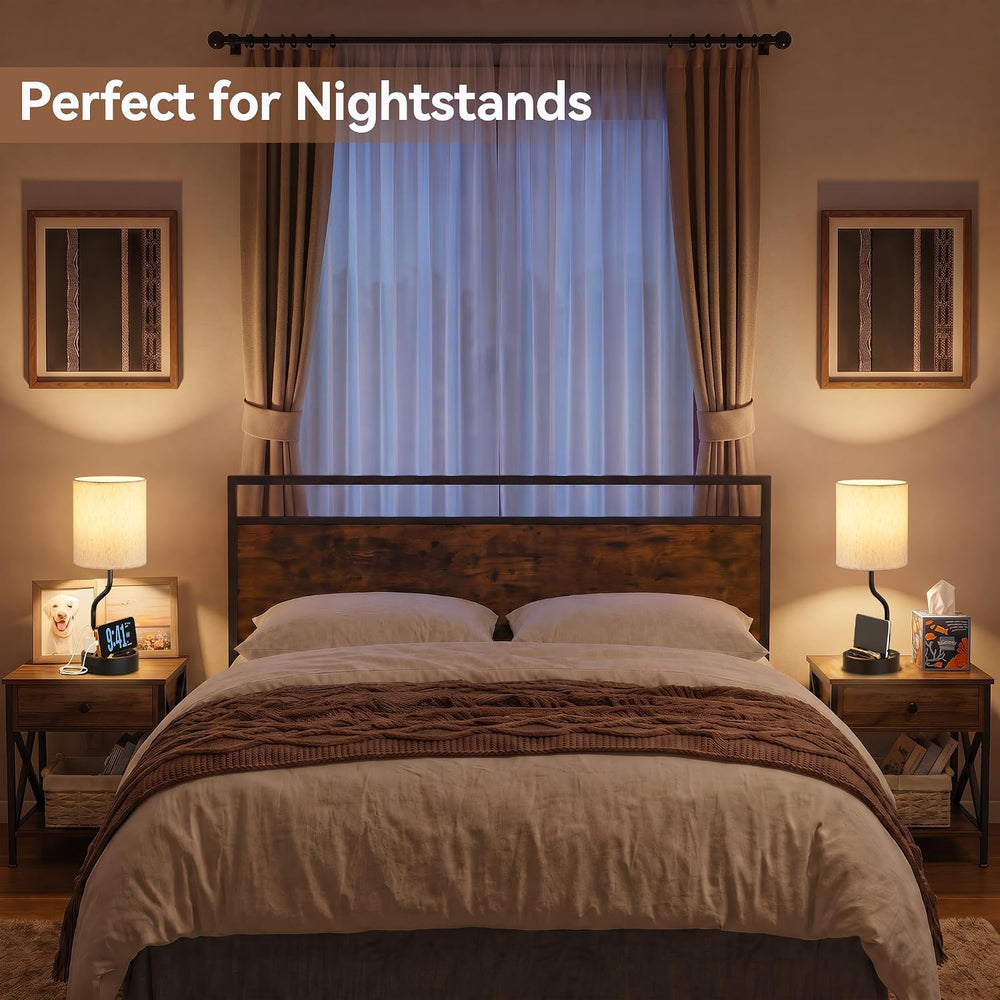 Fenmzee 18" Bedside Lamps for Bedroom Set of 2 - Table Lamp for Nightstand