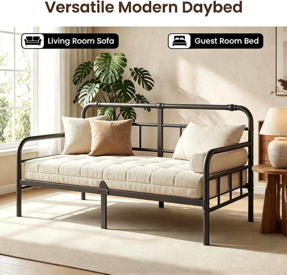 Metal Modern Twin Daybed Frame with Non‑Slip Retainer Clips