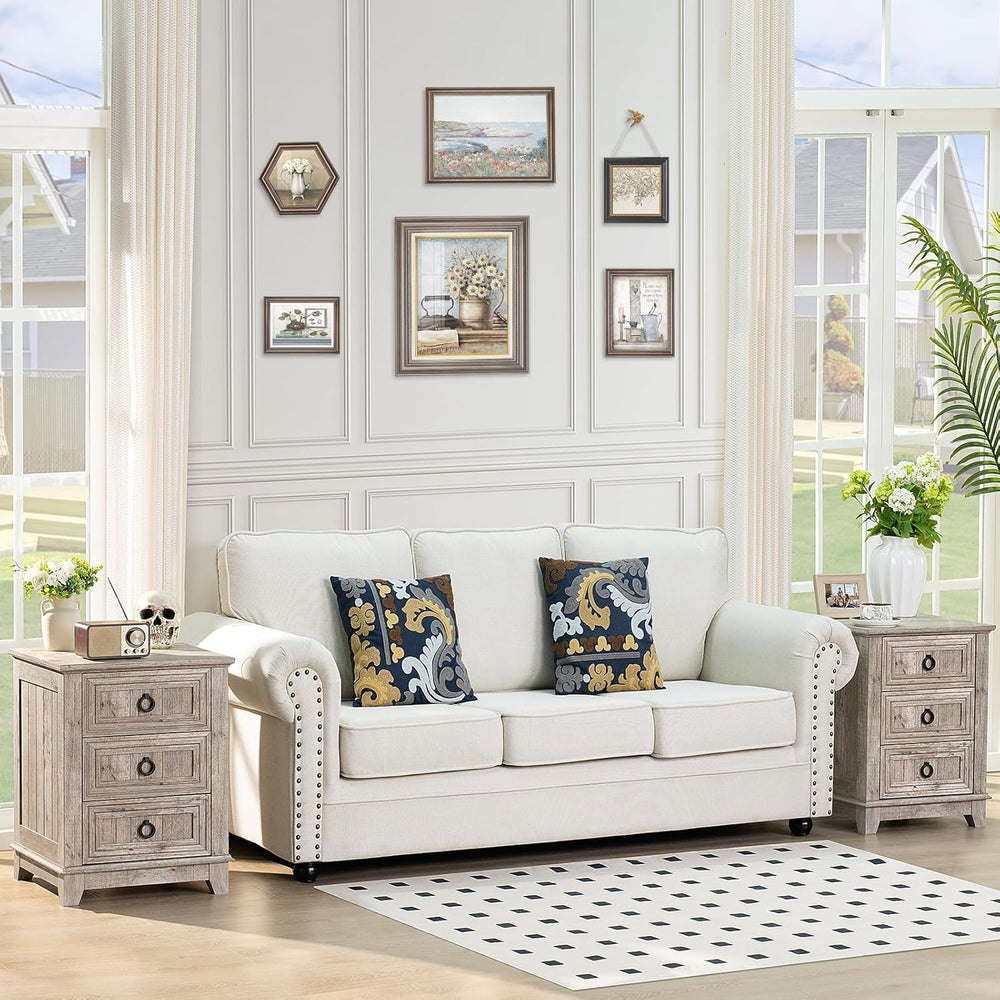 Joaxswe Farmhouse Nightstand Set 2, 18'' End Table | Sofa Bed Side Ta...