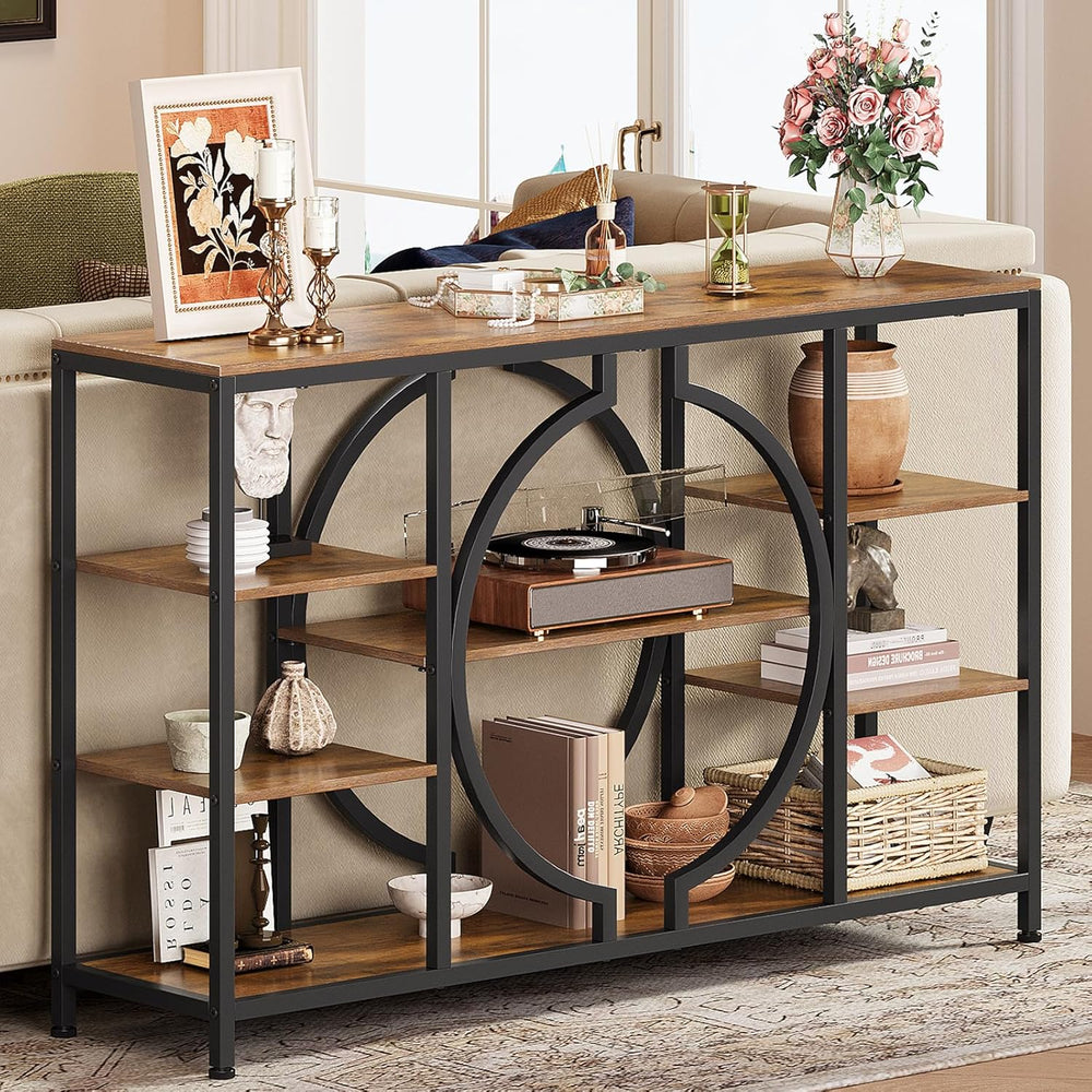 GiftGo 47" Industrial Console Tables for Entryway Rustic Sofa Table Behi...