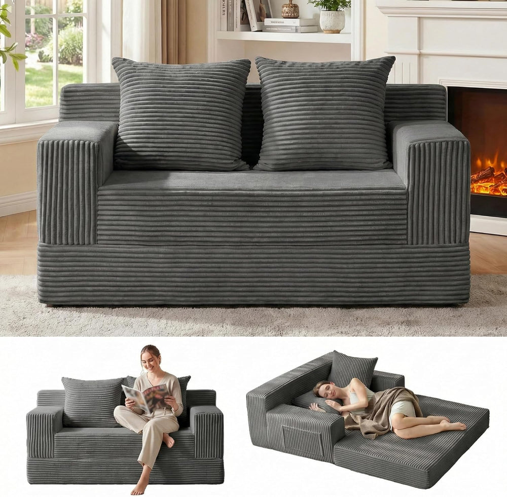 Erament Convertible Sofa Bed, Loveseat Folding Floor Futon Sleeper Sofa Couch...