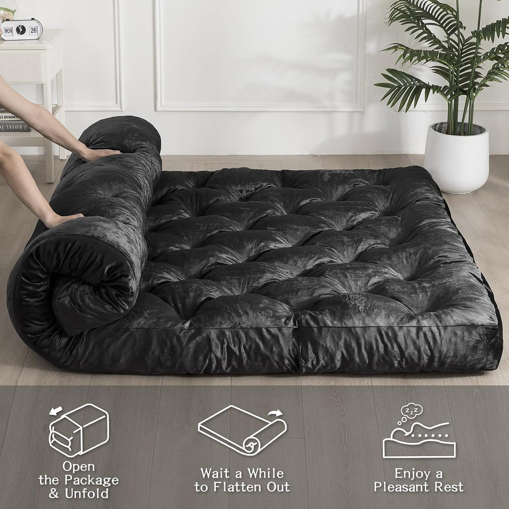 SHOUREN Japanese Floor Mattress 5" Futon Mattress Black Full Size Tatami...
