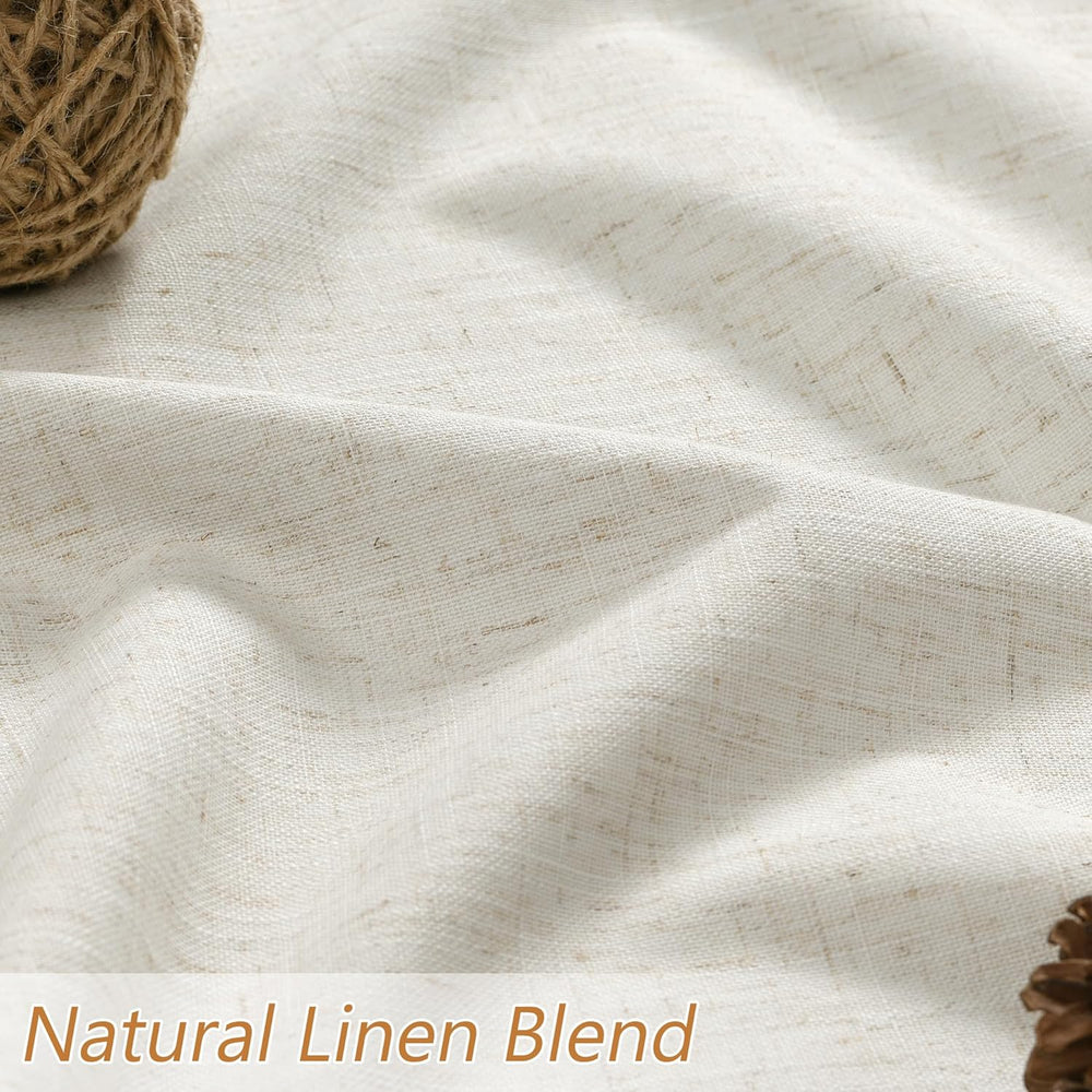 Guken 100% Blackout Linen Curtains 90 Inch Long for Bedroom 2 Panels Cream
