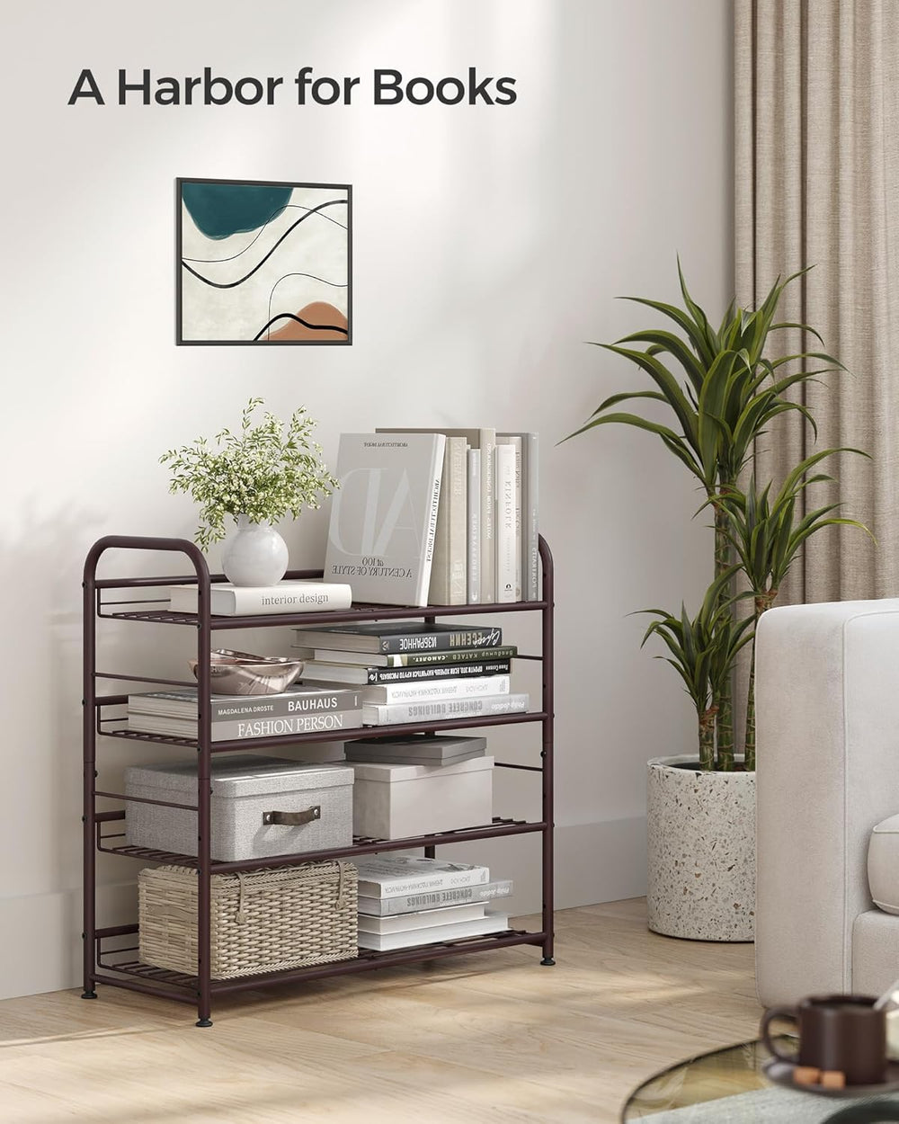 SONGMICS Stackable Shoe Rack, 4 Tier Metal Shoes Rack Storage Shelf, Holds up...